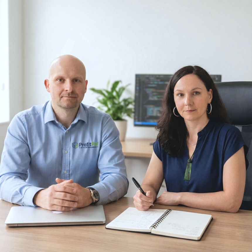 ProfitPal founders leading an AI strategy workshop